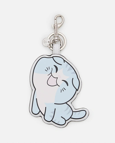 Jw Anderson Blue & White Cat Keychain In Clear Blue