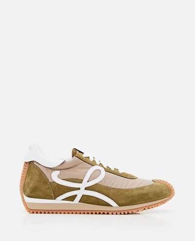 Loewe Flow Logo-appliquéd Shell, Suede And Leather Trainers In Beige