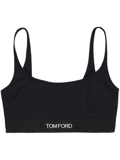 Tom Ford Signature Logo-tape Bralette In Black