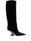 CASADEI 'ELODIE' BLACK HIGH-BOOTS WITH SCULPTED HEEL IN SUEDE WOMAN