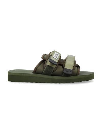 Suicoke Moto-cab Touch-strap Slides In Olive