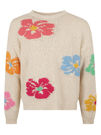 Dsquared2 Flower Intarsia Knitted Crewneck Jumper In Multi
