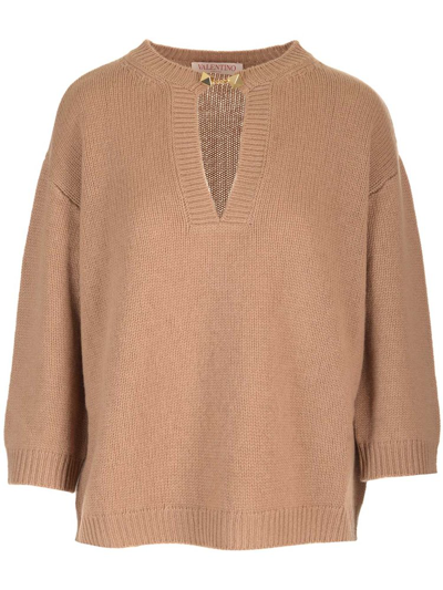 Valentino Sweater With Stud Detail In Beige