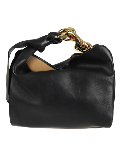 Jw Anderson Knot Detailed Small Chained Shoulder Bag In Black