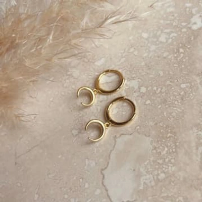 Little Nell Crescent Horn Hoop Earrings In Metallic