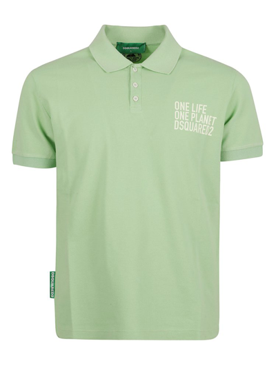 Dsquared2 Logo Printed Short Sleeved Polo Shirt In Green