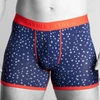 SWOLE PANDA NAVY & GREY SPOT BAMBOO BOXER WITH RED WAISTBAND
