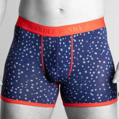 Swole Panda Navy & Grey Spot Bamboo Boxer With Red Waistband In Blue