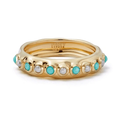 Daisy London Pearl Turquoise Organic Ring In Gold