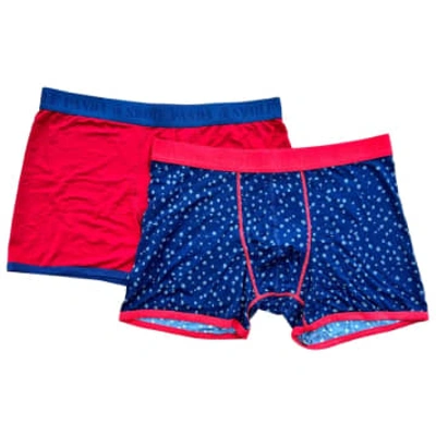 Swole Panda 2 Pack Red & Blue Boxers With Grey Spots