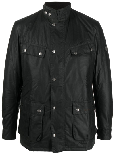 Barbour International Dude Waxed Military Jacket In Green