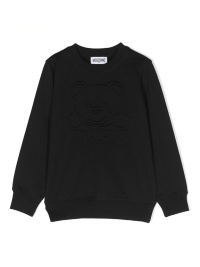 Moschino Kids' Logo-debossed Cotton Sweatshirt In Black