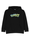 Versace Logo-embroidered Cotton Hoodie In Black
