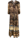 Pierre-louis Mascia Graphic-print Silk Dress In Brown