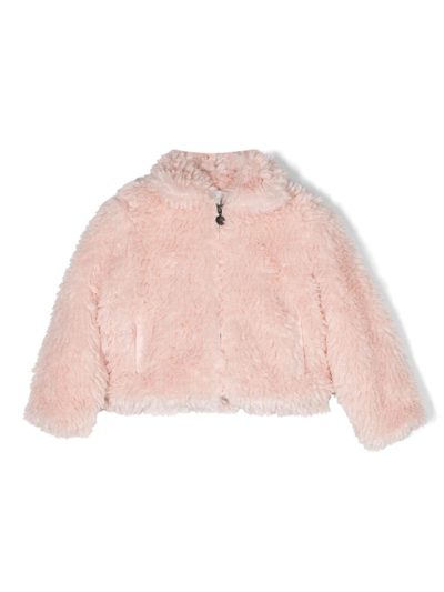 Stella Mccartney Kids' Zip-up Faux-fur Jacket In Pink