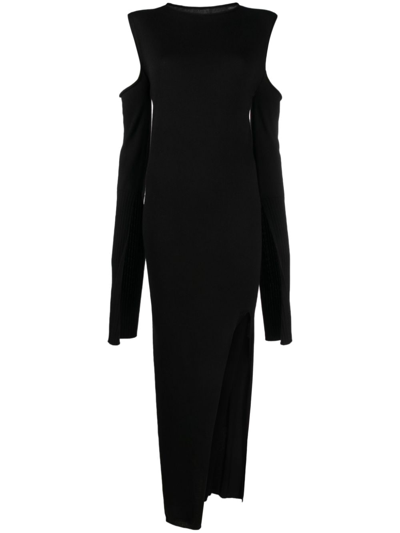 Rick Owens Cape-sleeve Cut-out Dress In Black