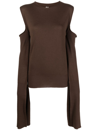 Rick Owens Cut-out Detailing Knitted Top In Brown