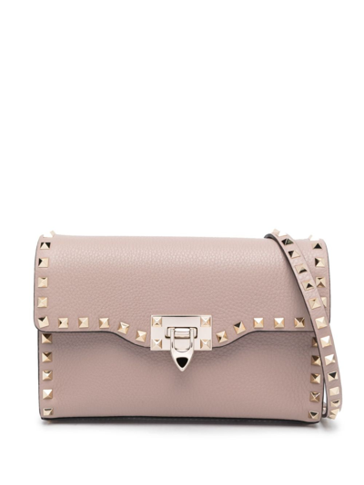 Valentino Garavani Small Rockstud Grainy Calfskin Crossbody Bag Woman Poudre Uni