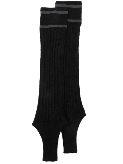 Durazzi Milano Fingerless Ribbed-knit Gloves In Black