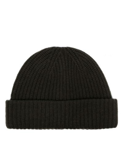 Yves Salomon Ribbed Wool-cashmere Beanie In Green