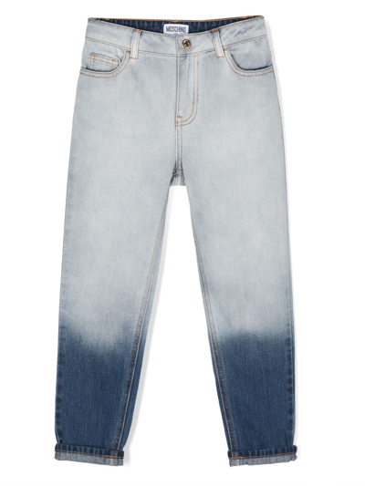 Moschino Kids' Two-tone Tapered Jeans In Blue