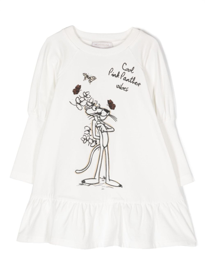 Monnalisa Kids' Graphic-print Stretch-cotton Dress In White