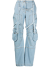 Off-white High-rise Denim Cargo Pants In Blue