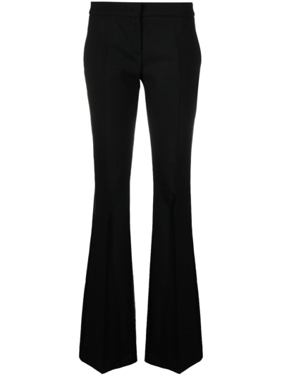 Blumarine Flared Wool-blend Trousers In Black
