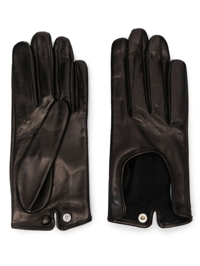 Durazzi Milano Press-stud Leather Gloves In Black
