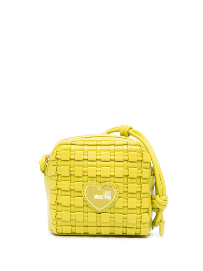 Love Moschino Lovely Love Braided-effect Bag In Green