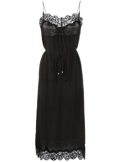 Zimmermann Chantilly-lace Midi Dress In Black