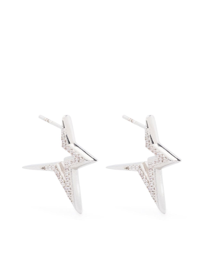 Ferragamo Crystal-embellished Star Post Earrings In Silver