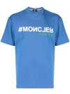 Moncler Embossed Logo Graphic T-shirt In Blue