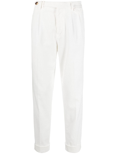 Brunello Cucinelli Corduroy Straight-leg Trousers In White