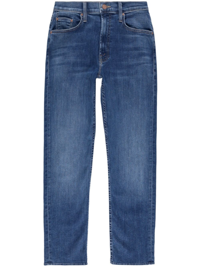 Mother Rider Mid-rise Straight-leg Jeans In Blue