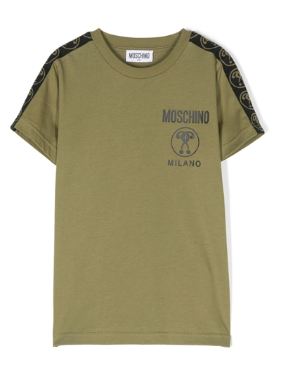 Moschino Kids' Logo-print Cotton T-shirt In Green