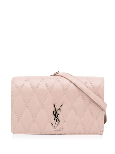 Pre-owned Saint Laurent Angie Quilted Crossbody Bag In Pink