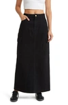Something New Denim Maxi Skirt In Black
