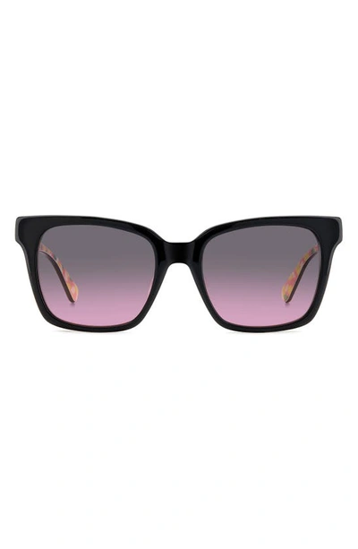 Kate Spade Harlow Acetate Square Sunglasses In Black/ Grey Shaded Pink