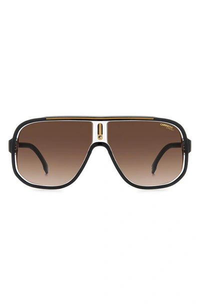 Carrera Eyewear 63mm Oversize Rectangular Navigator Sunglasses In Black Gold/ Brown Gradient