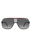 Carrera Eyewear 63mm Oversize Rectangular Navigator Sunglasses In Black Red/ Grey Shaded