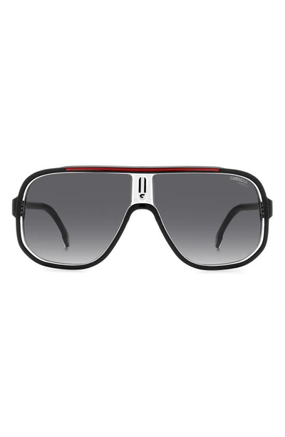 Carrera Eyewear 63mm Oversize Rectangular Navigator Sunglasses In Black Red/ Grey Shaded