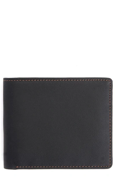 Royce New York Rfid Leather Trifold Wallet In Black/ Tan
