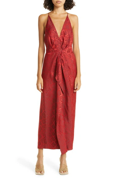 Simkhai Giana Snake Print Jacquard Dress In Carmine Python