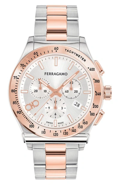 Ferragamo 1927 Chronograph Bracelet Watch, 42mm In Two Tone