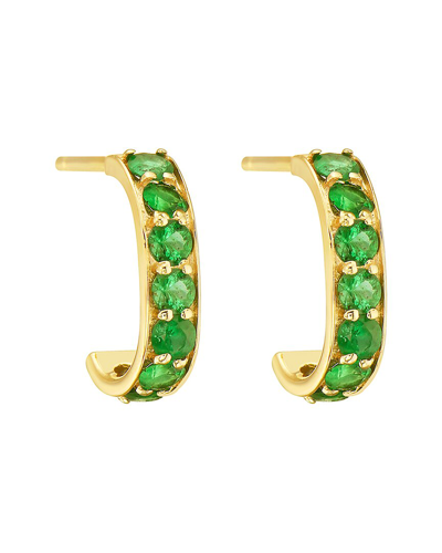 Gemstones 14k 1.00 Ct. Tw. Emerald Hook Huggie Earrings