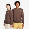 Nike Sportswear Club Fleece Crewneck Sweatshirt In Baroque Brown/white