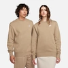 Nike Sportswear Club Fleece Crewneck Sweatshirt In Khaki/white