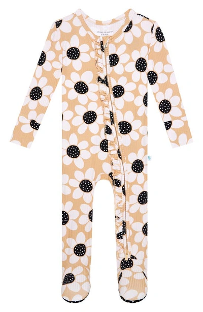 Posh Peanut Babies' Reagan Floral Fitted Convertible Footie Pajamas In Light Beige