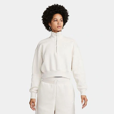 Nike Women's Sportswear Phoenix Fleece Oversized Half-zip Crop Sweatshirt In Beige
